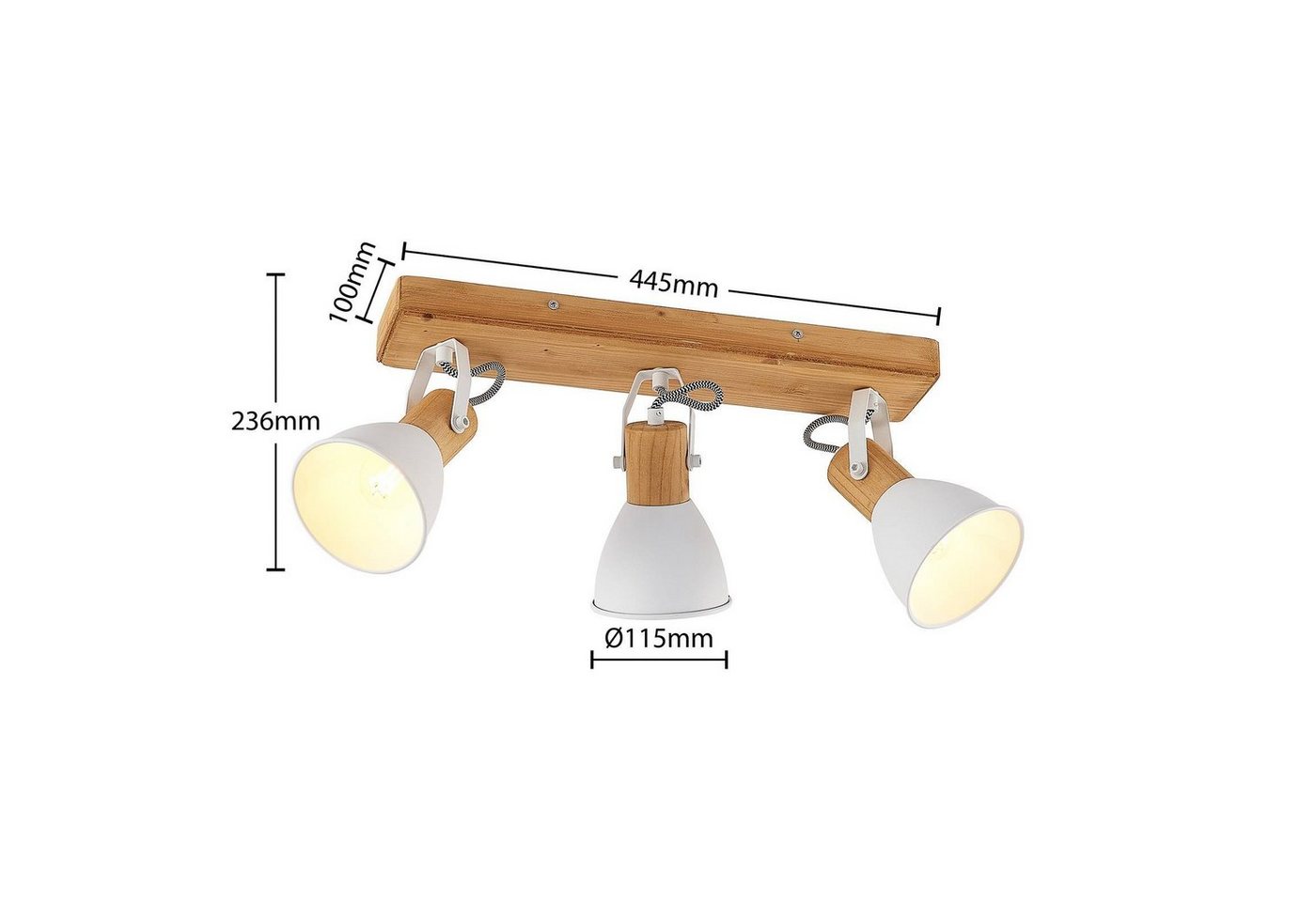 Lindby Deckenstrahler Merela, Holz IP20, 3 x 20 W – Bild 4 von 5