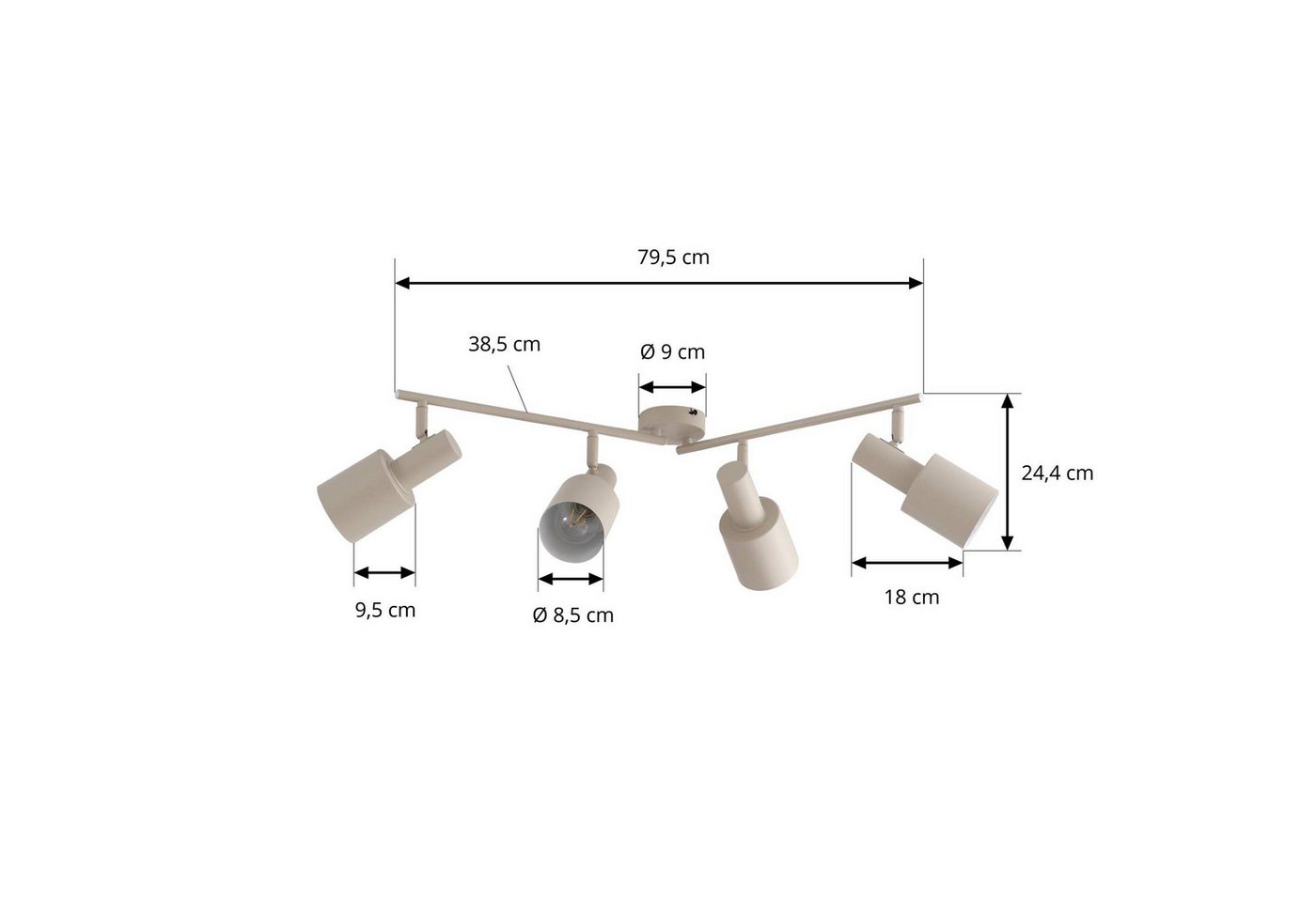 Lindby Deckenstrahler Ovelia, Metall, Creme IP20, 4 x 15 W LED – Bild 4 von 5