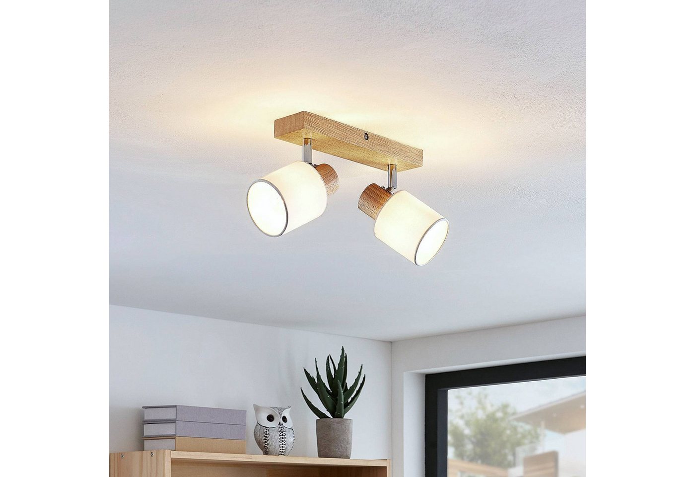Lindby Deckenstrahler Wanessa, Holz IP20, 2 x 10 W LED – Bild 2 von 5