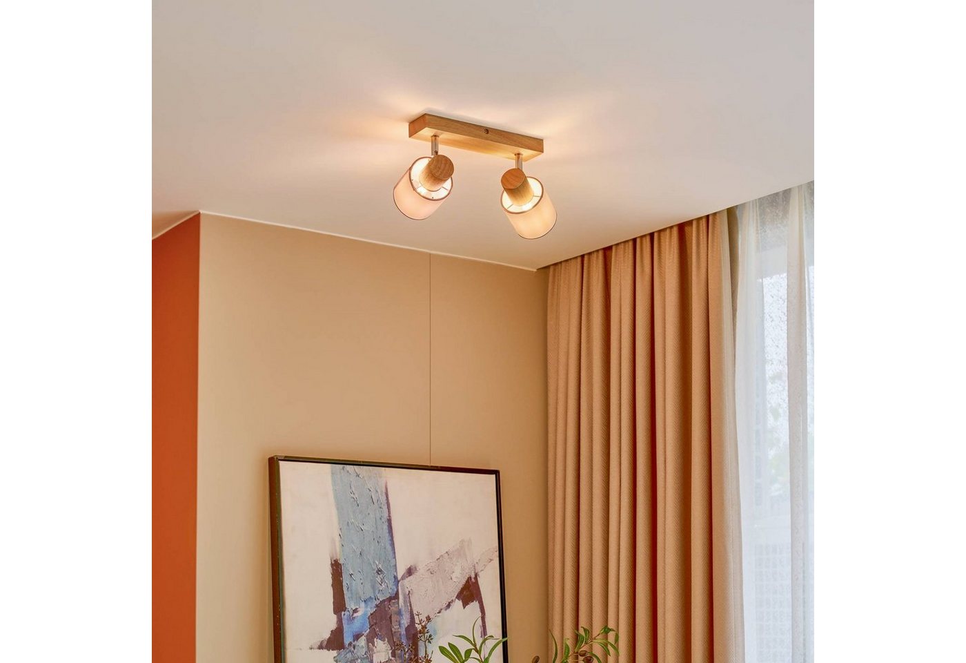 Lindby Deckenstrahler Wanessa, Holz IP20, 2 x 10 W LED – Bild 3 von 5