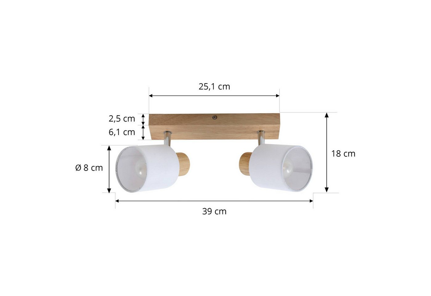 Lindby Deckenstrahler Wanessa, Holz IP20, 2 x 10 W LED – Bild 5 von 5