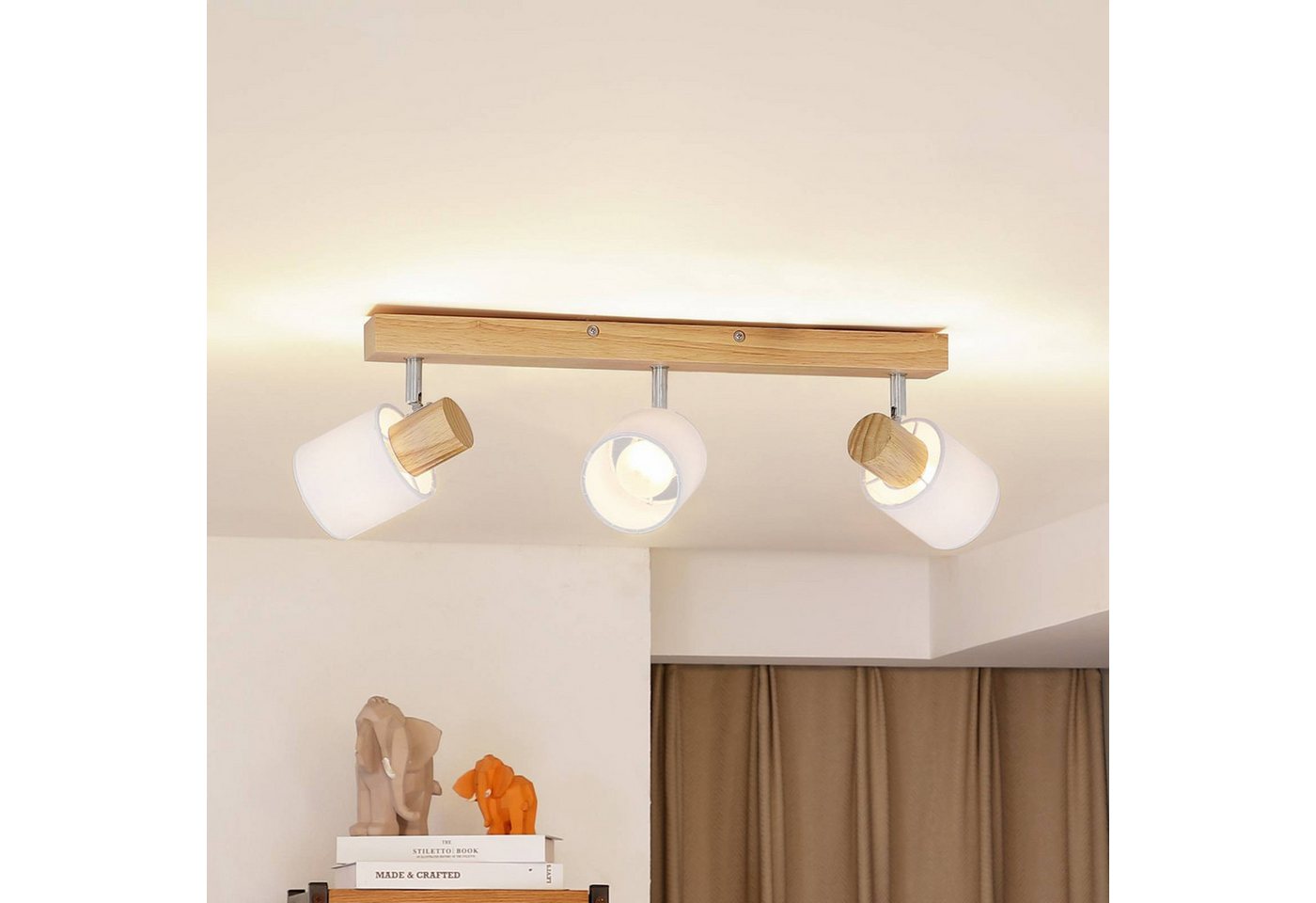 Lindby Deckenstrahler Wanessa, Holz IP20, 3 x 10 W LED – Bild 2 von 5