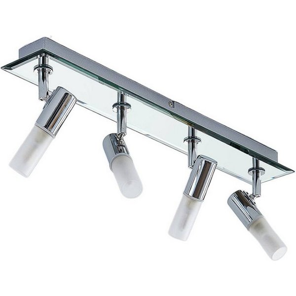 Lindby Deckenstrahler Zela, Metall, Chrom IP44, 4 x 8 W LED