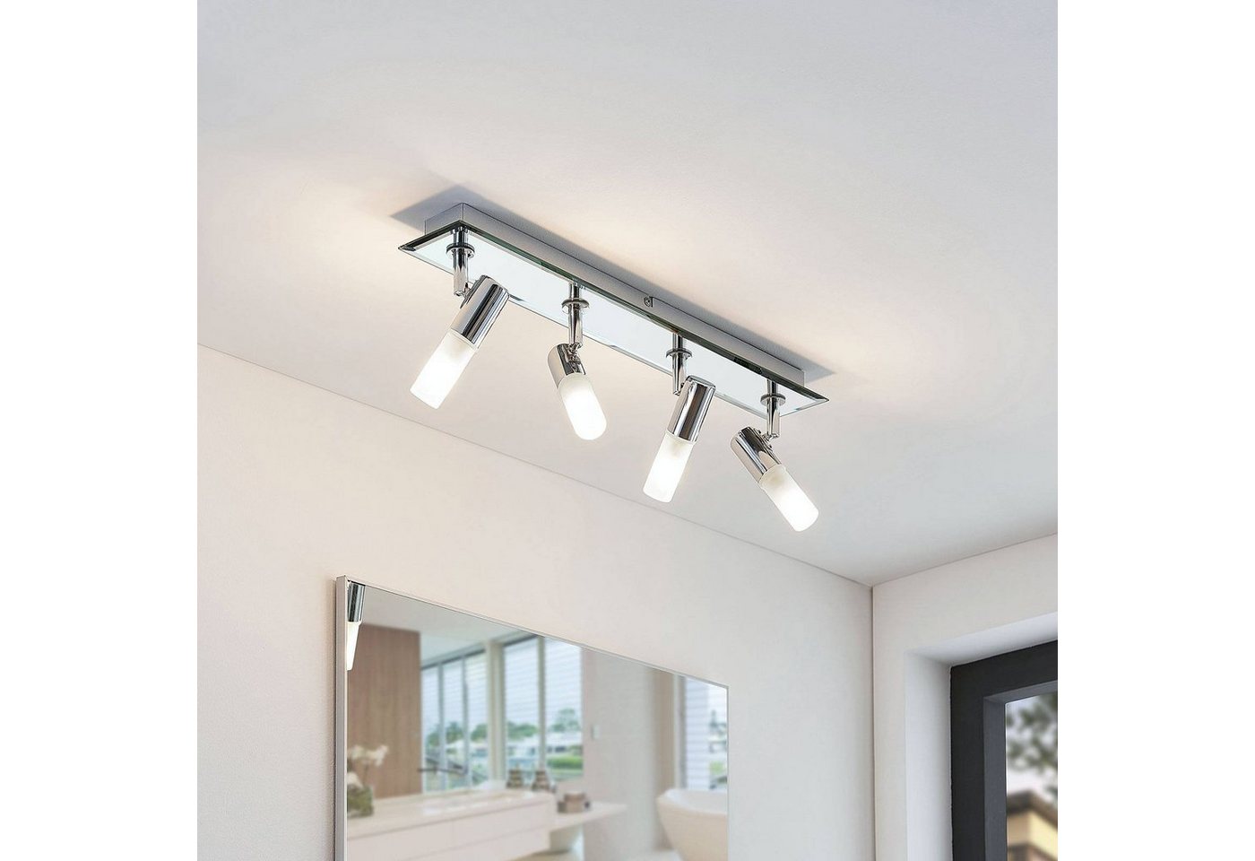 Lindby Deckenstrahler Zela, Metall, Chrom IP44, 4 x 8 W LED – Bild 3 von 5