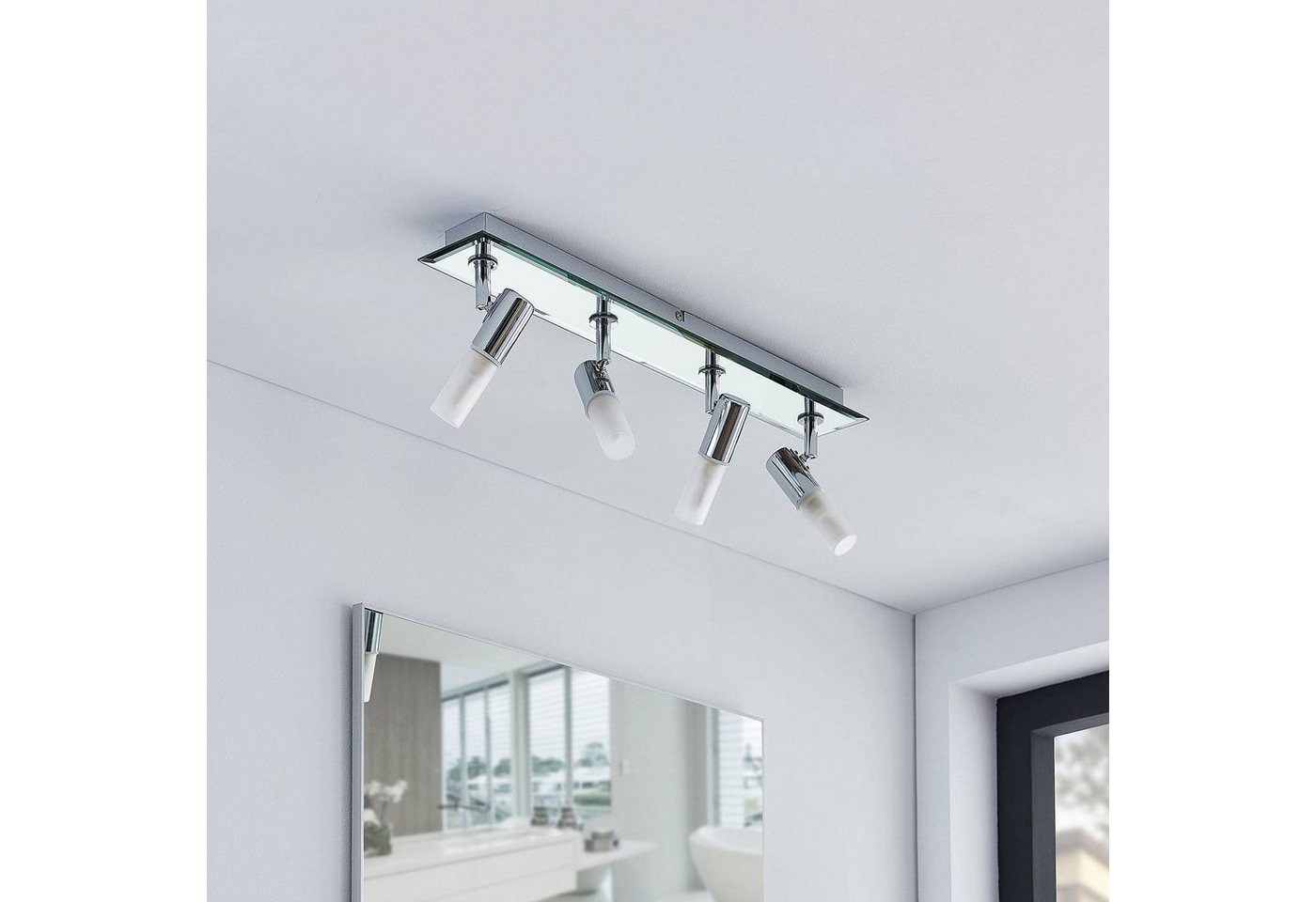 Lindby Deckenstrahler Zela, Metall, Chrom IP44, 4 x 8 W LED – Bild 4 von 5