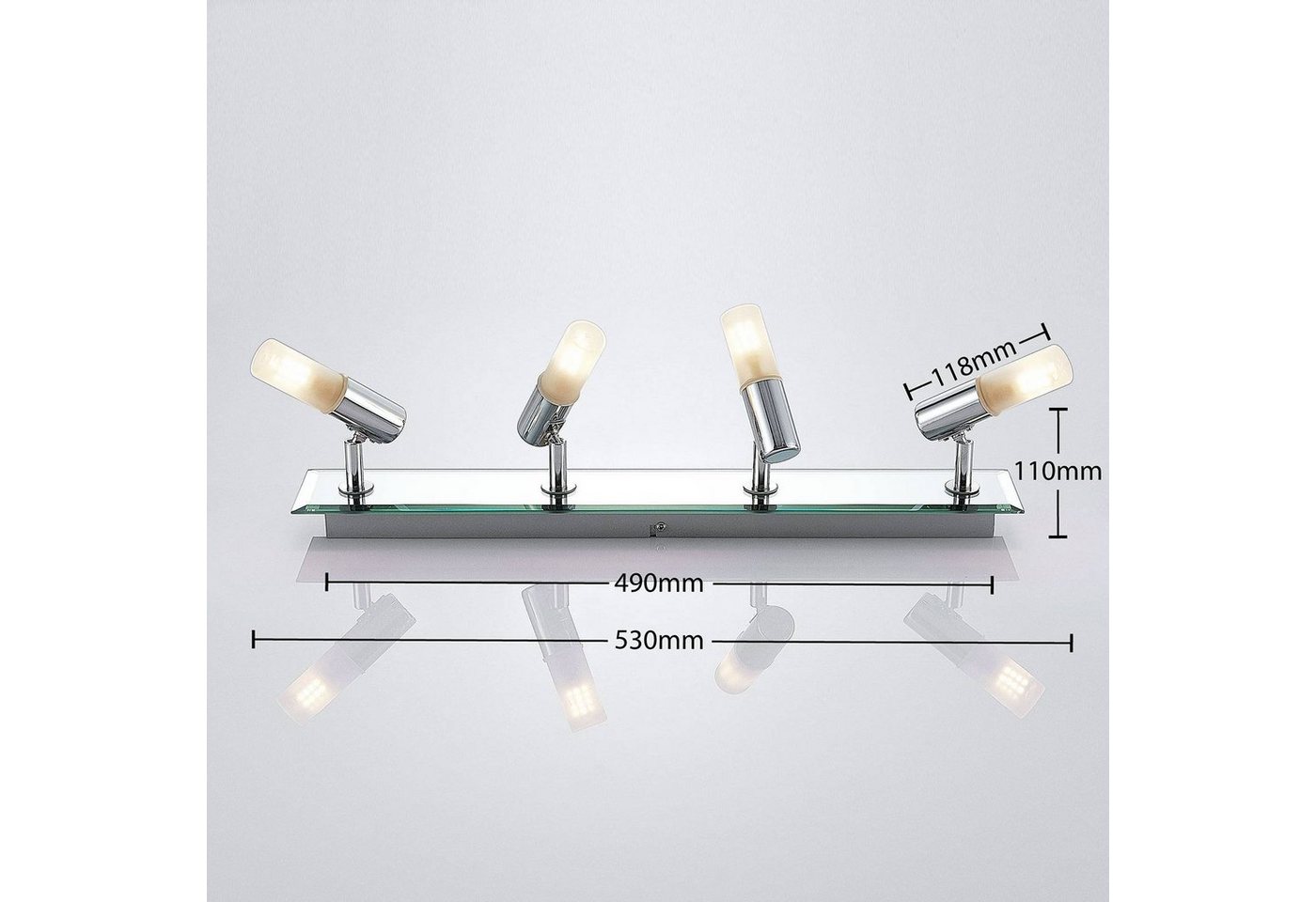 Lindby Deckenstrahler Zela, Metall, Chrom IP44, 4 x 8 W LED – Bild 5 von 5