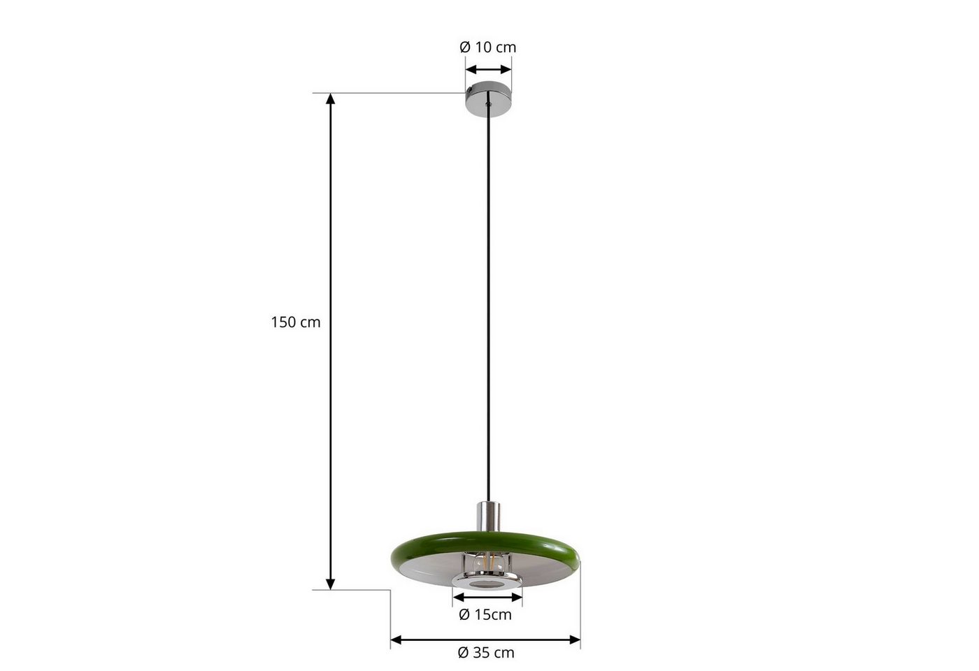 Lindby Hängeleuchte Branford, Metall, Grün IP20, 1 x 15 W LED – Bild 4 von 5
