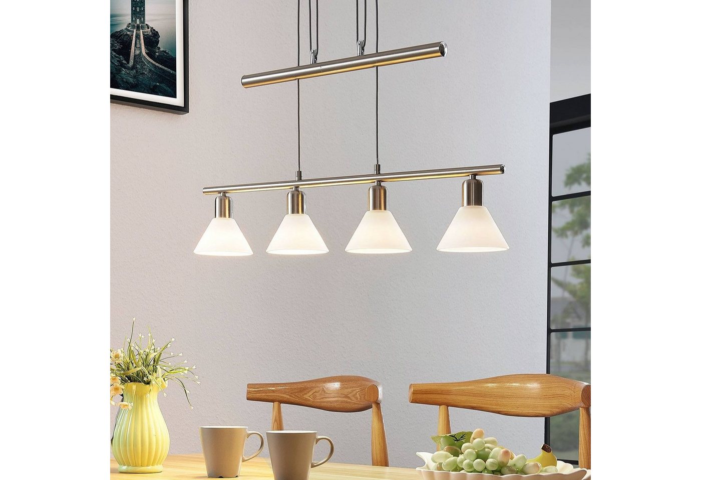 Lindby Hängeleuchte Delira, Metall, Alu IP20, 4 x 40 W – Bild 3 von 5