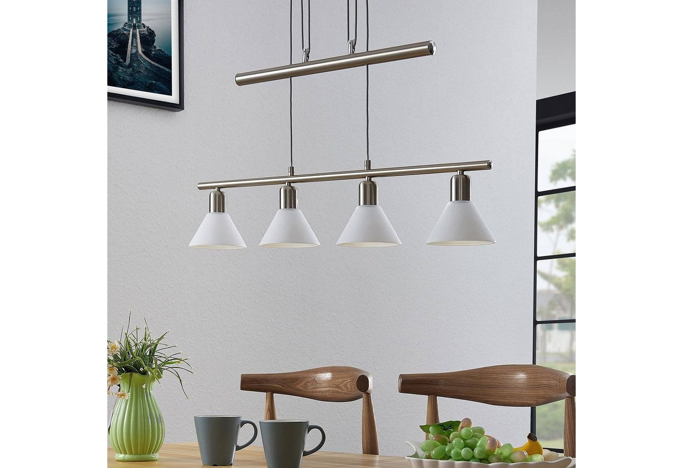 Lindby Hängeleuchte Delira, Metall, Alu IP20, 4 x 40 W – Bild 4 von 5