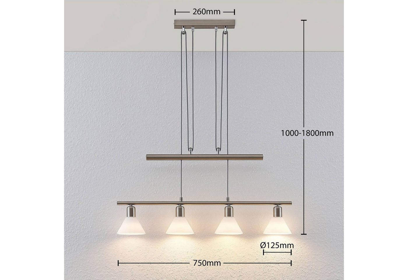 Lindby Hängeleuchte Delira, Metall, Alu IP20, 4 x 40 W – Bild 5 von 5