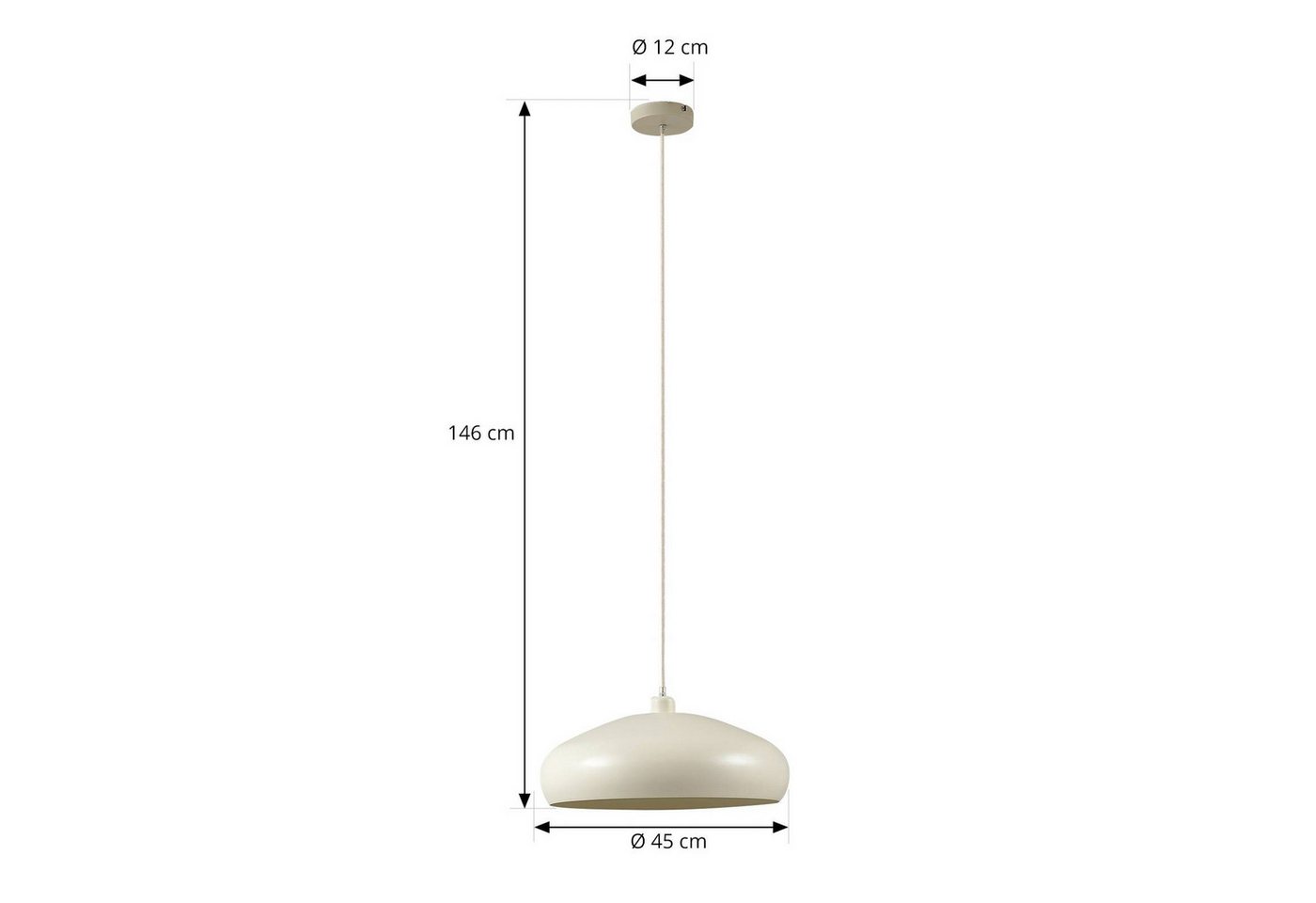 Lindby Hängeleuchte Elover, Metall, Creme IP20, 1 x 15 W LED – Bild 5 von 5