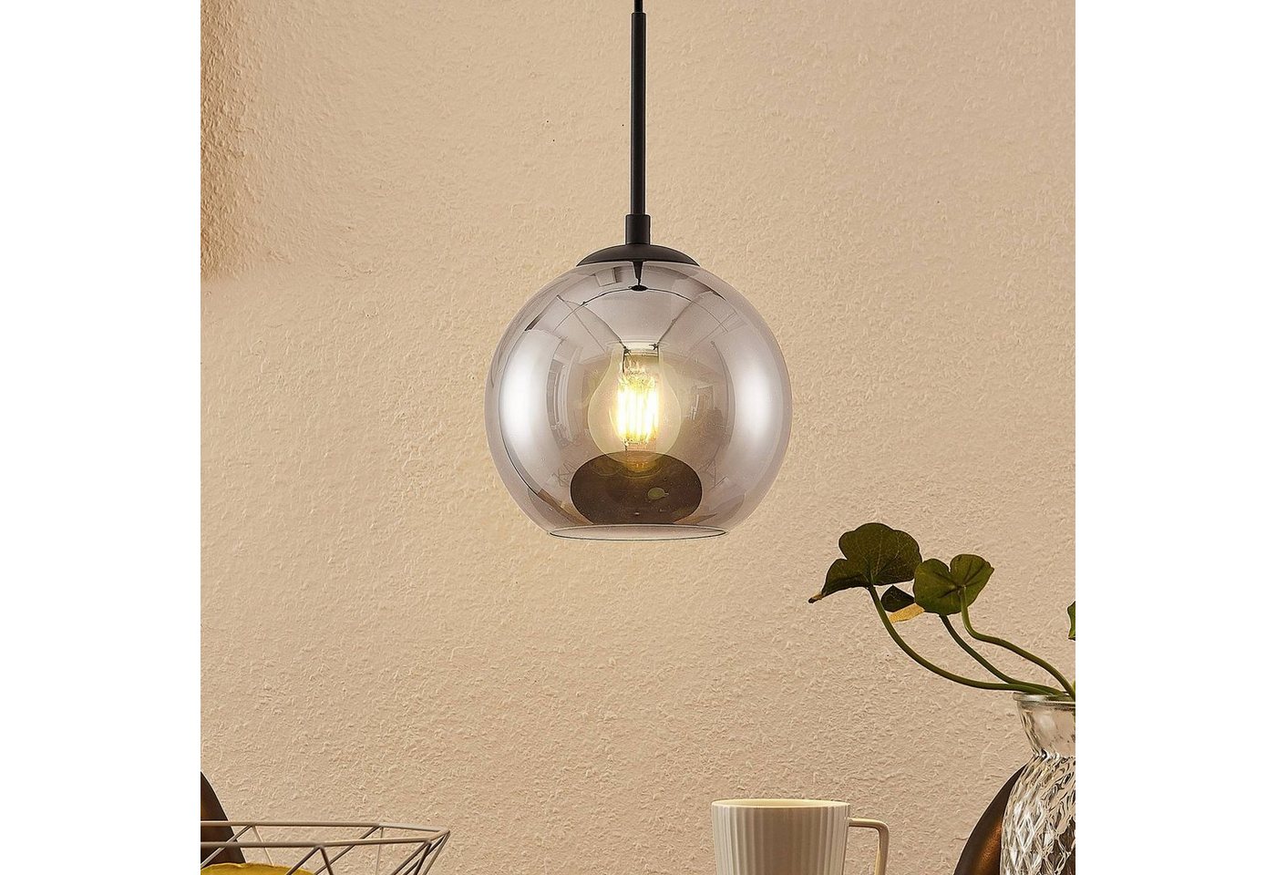Lindby Hängeleuchte Jurian, Metall, Alu IP20, 1 x 15 W LED – Bild 2 von 5