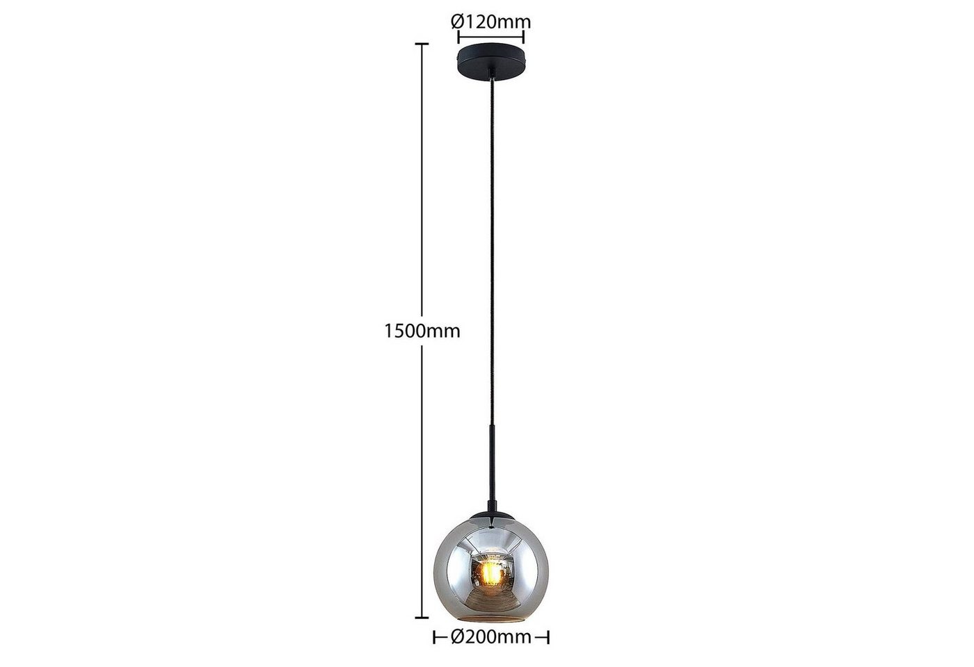 Lindby Hängeleuchte Jurian, Metall, Alu IP20, 1 x 15 W LED – Bild 5 von 5