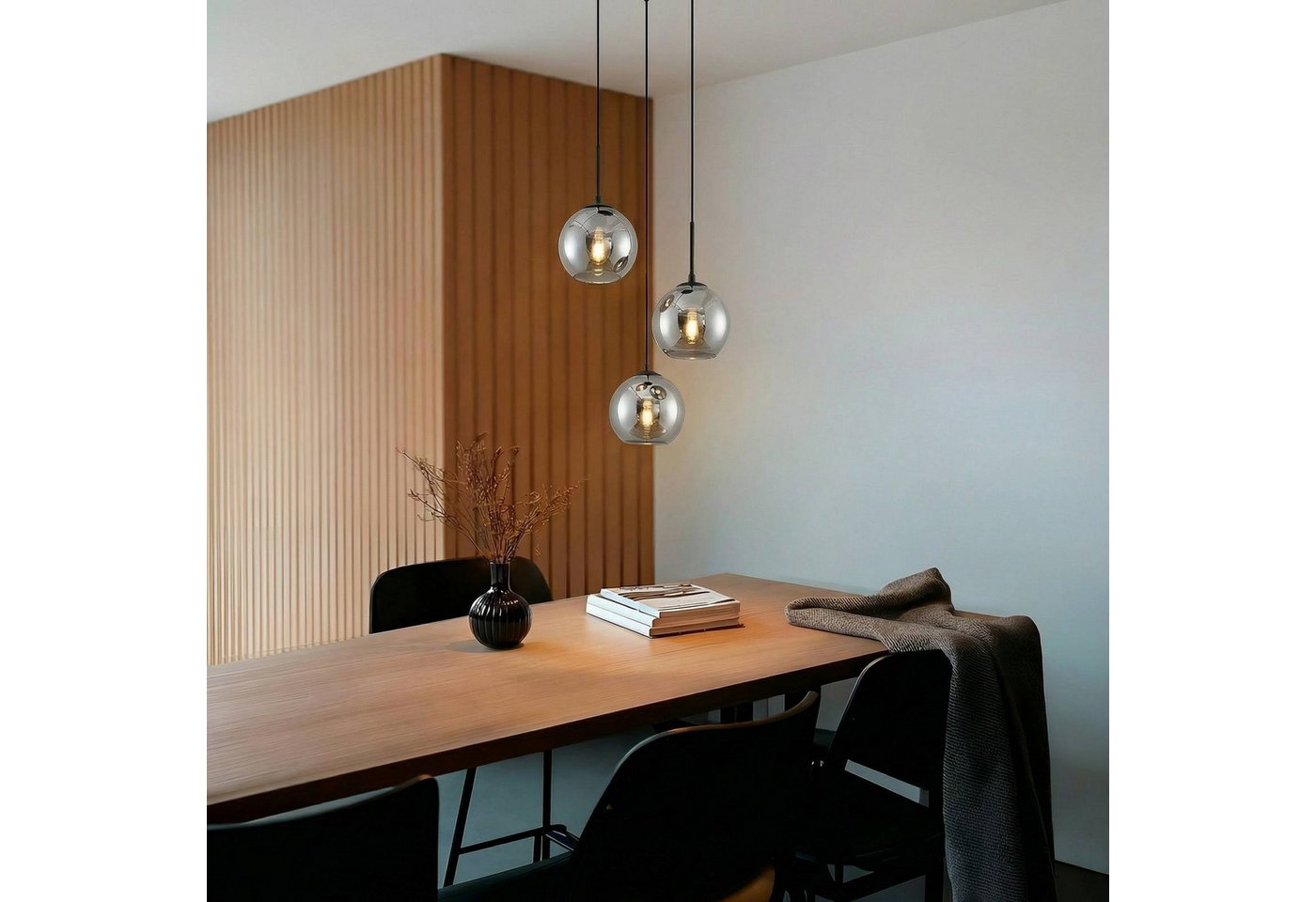 Lindby Hängeleuchte Jurian, Glas Alu IP20, 3 x 15 W LED – Bild 3 von 5
