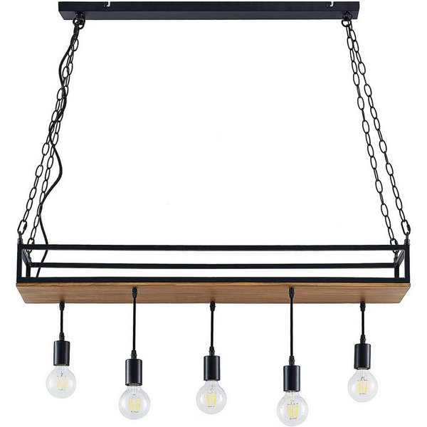 Lindby Hängeleuchte Kirista, Metall, Schwarz IP20, 5 x 15 W LED