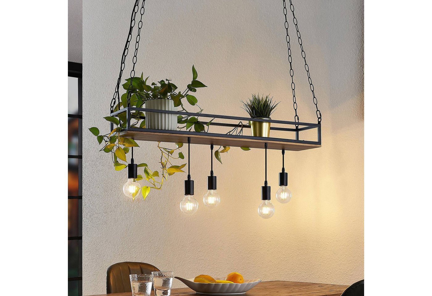 Lindby Hängeleuchte Kirista, Metall, Schwarz IP20, 5 x 15 W LED – Bild 2 von 5