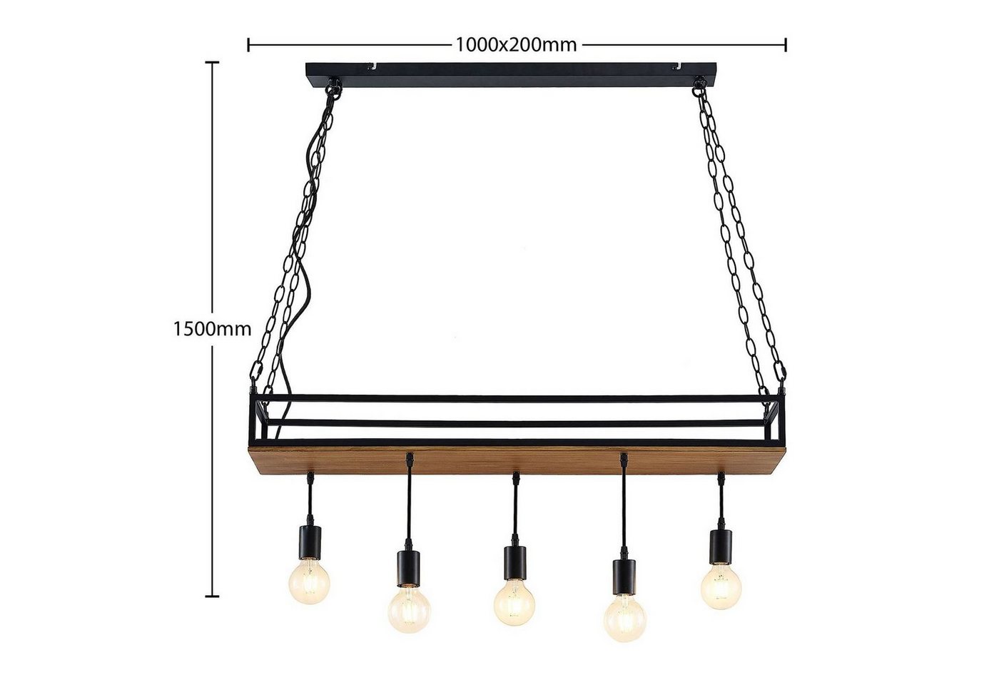Lindby Hängeleuchte Kirista, Metall, Schwarz IP20, 5 x 15 W LED – Bild 4 von 5