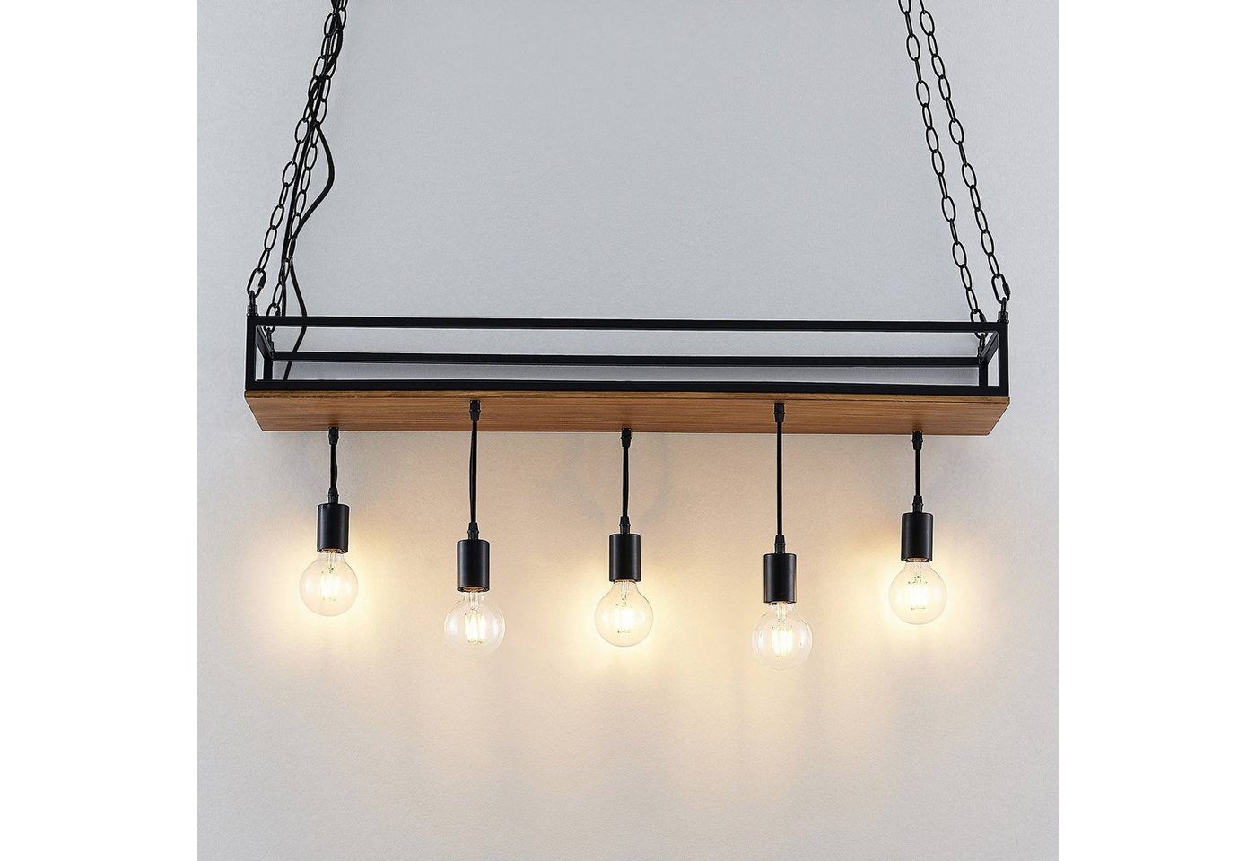 Lindby Hängeleuchte Kirista, Metall, Schwarz IP20, 5 x 15 W LED – Bild 5 von 5