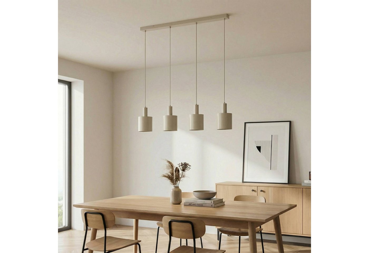 Lindby Hängeleuchte Ovelia, Metall, Creme IP20, 4 x 15 W LED – Bild 4 von 5