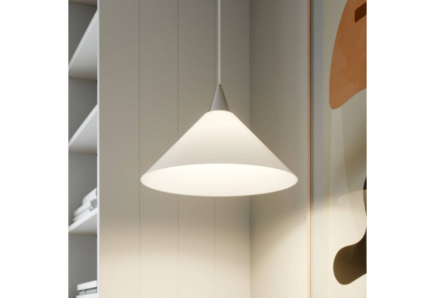 Lindby Hängeleuchte Petra, Glas Weiß IP20, 1 x 60 W – Bild 2 von 5