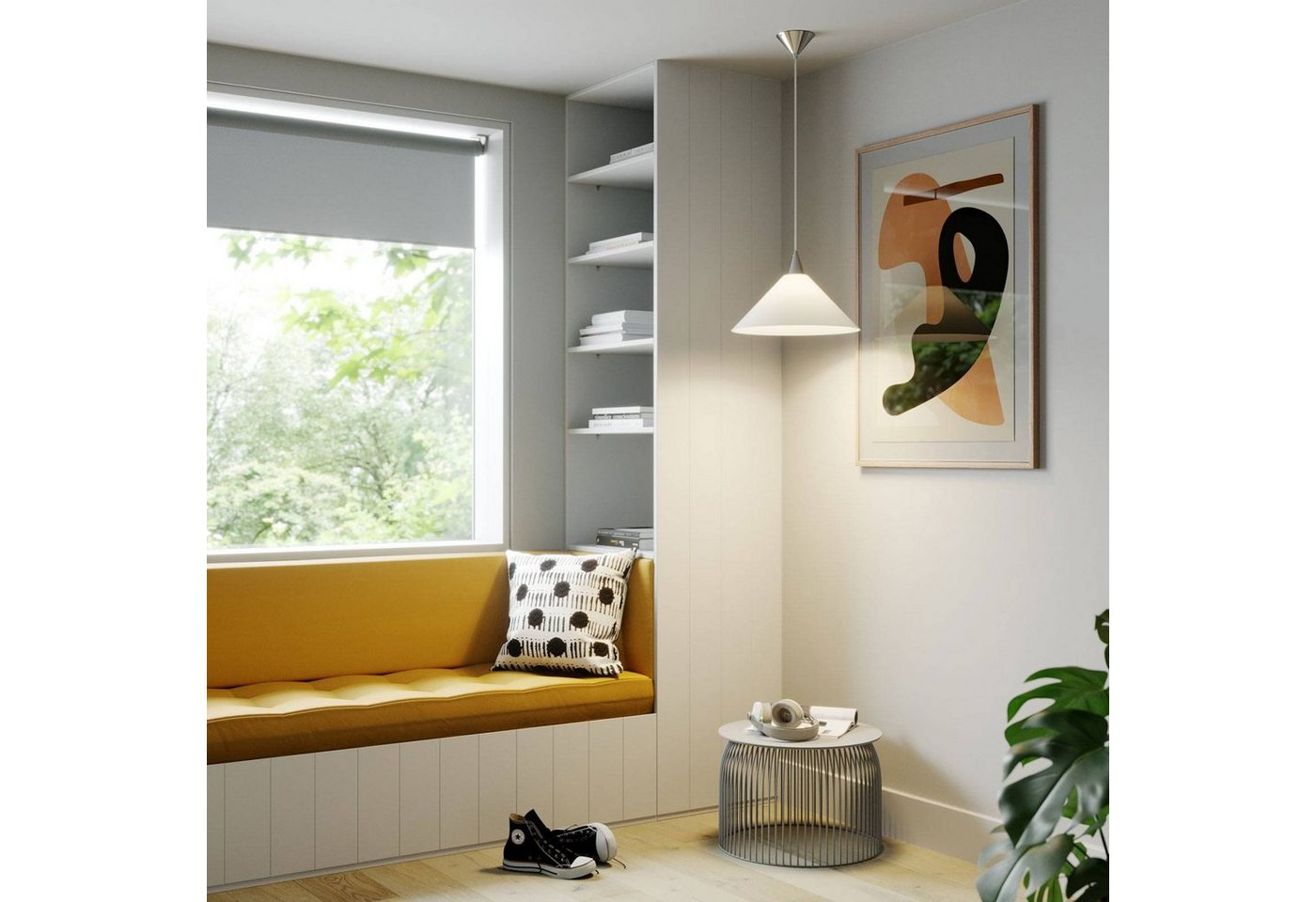 Lindby Hängeleuchte Petra, Glas Weiß IP20, 1 x 60 W – Bild 3 von 5