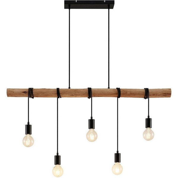 Lindby Hängeleuchte Rom, Holz IP20, 5 x 60 W