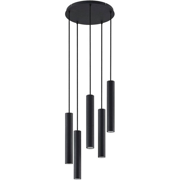 Lindby Hängeleuchte Sanad, Metall, Schwarz IP20, 5 x 10 W LED