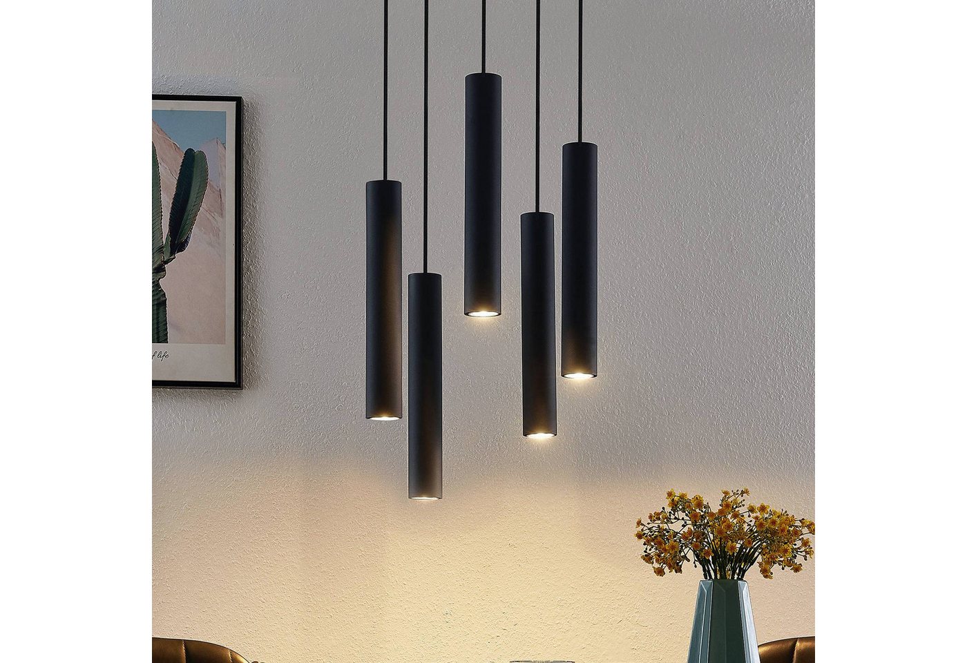 Lindby Hängeleuchte Sanad, Metall, Schwarz IP20, 5 x 10 W LED – Bild 2 von 5