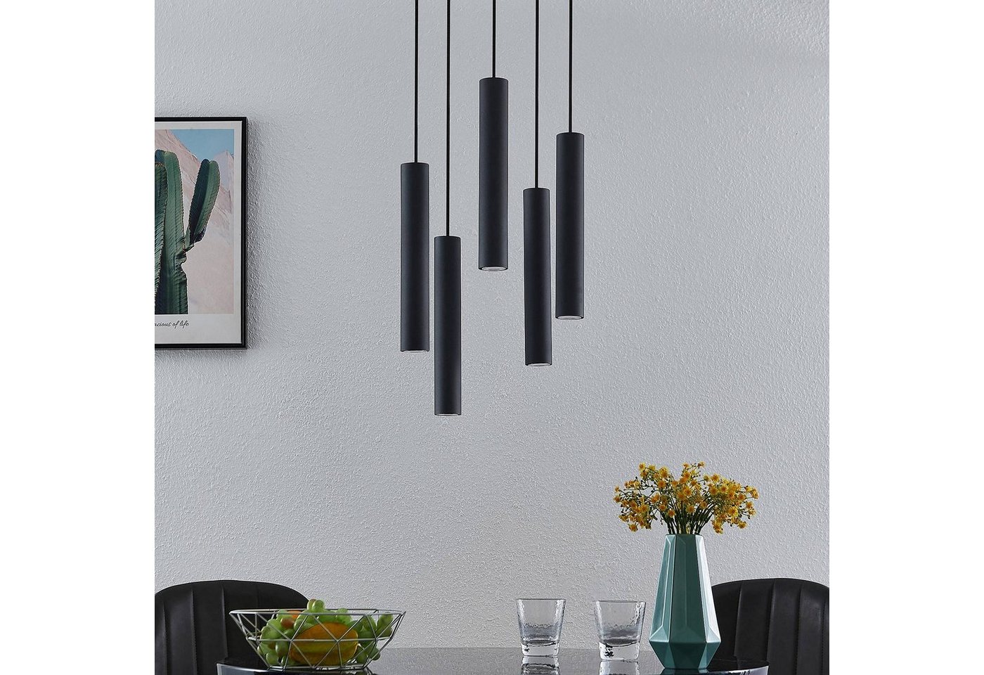 Lindby Hängeleuchte Sanad, Metall, Schwarz IP20, 5 x 10 W LED – Bild 3 von 5