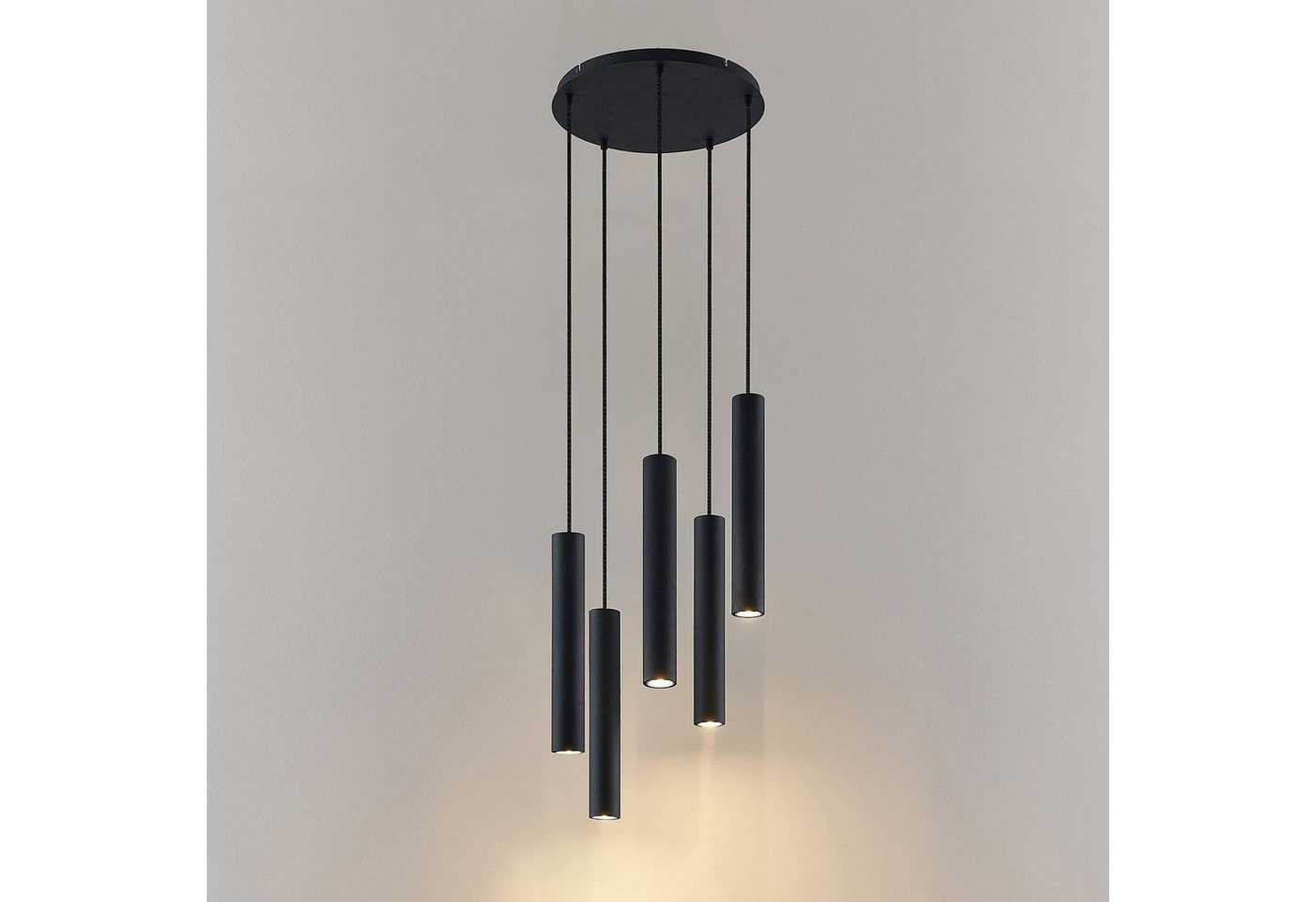 Lindby Hängeleuchte Sanad, Metall, Schwarz IP20, 5 x 10 W LED – Bild 5 von 5