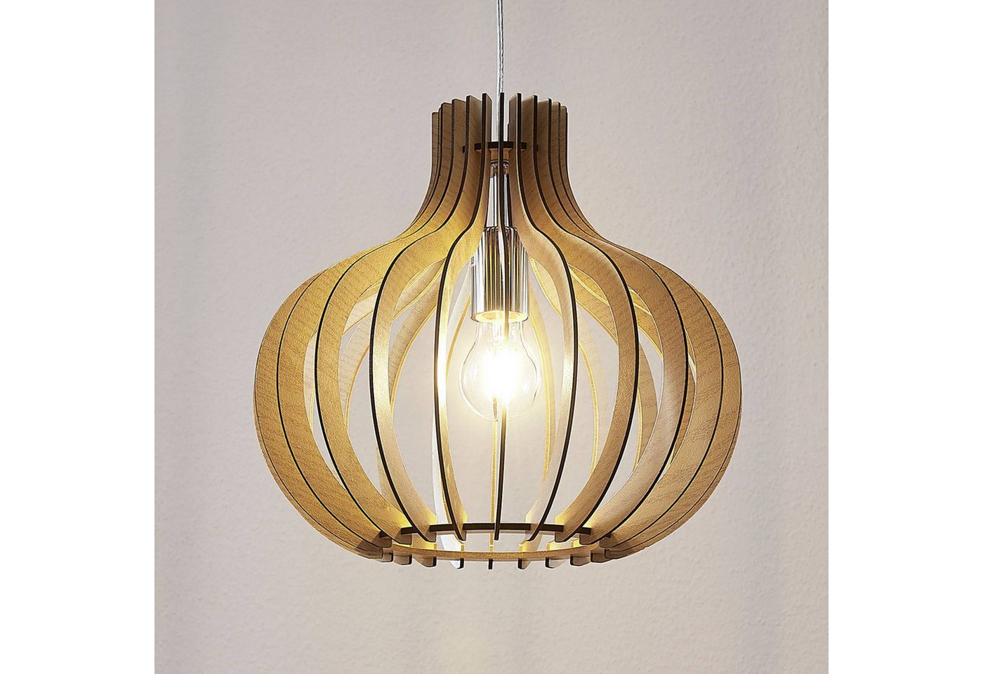 Lindby Hängeleuchte Sina, Holz IP20, 1 x 60 W – Bild 2 von 5