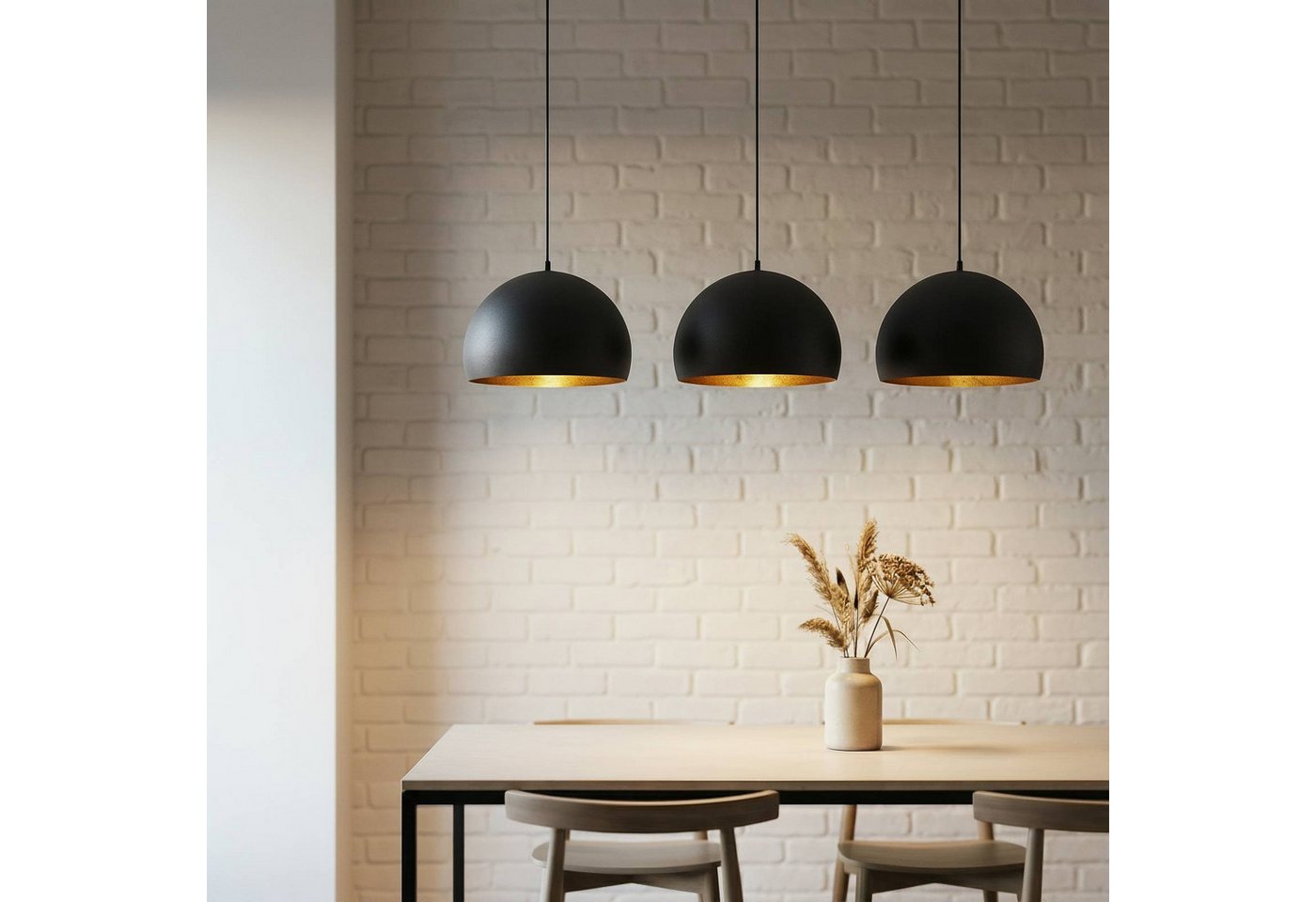 Lindby Hängeleuchte Tarjei, Metall, Schwarz IP20, 3 x 60 W – Bild 3 von 5