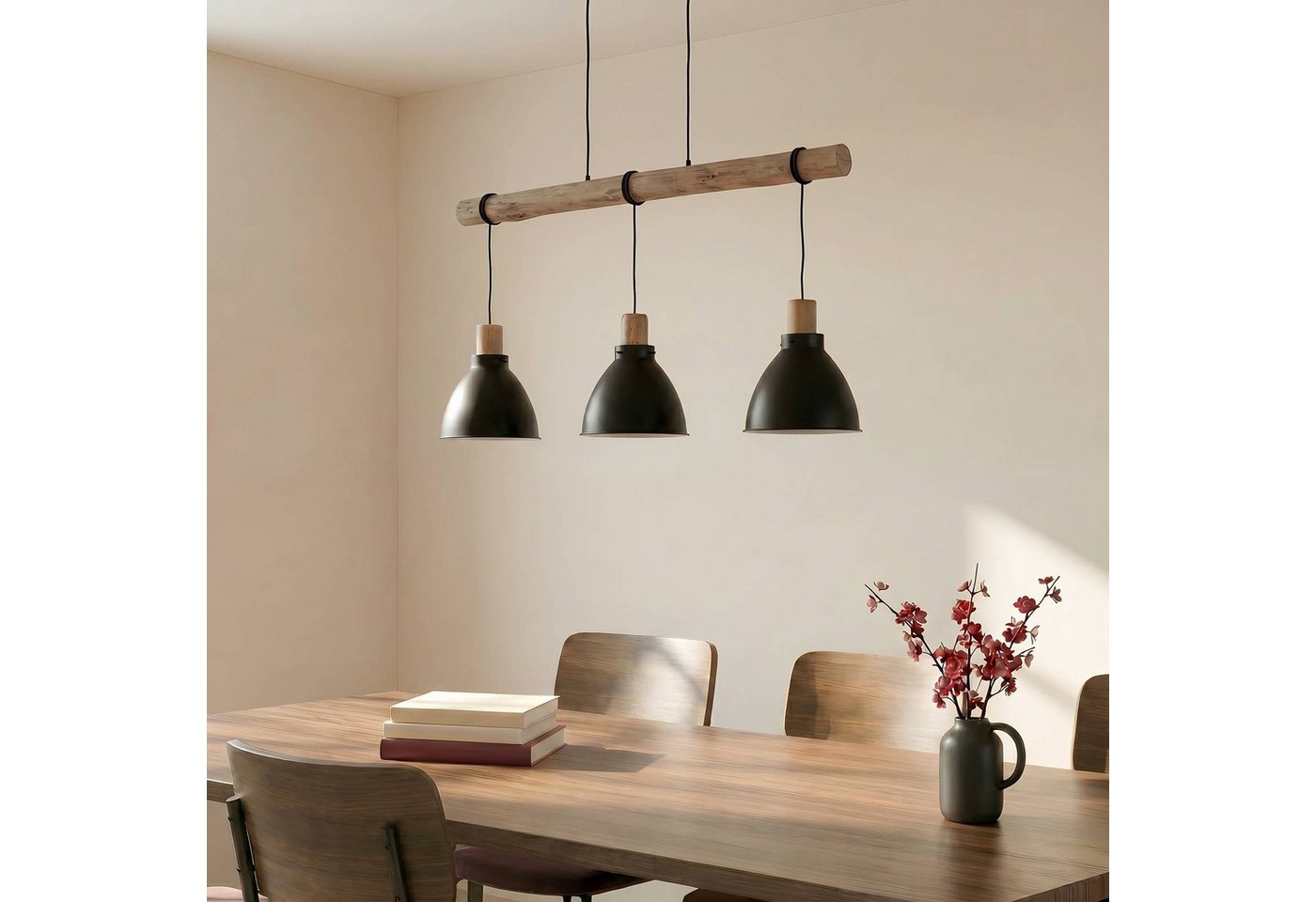 Lindby Hängeleuchte Trebale, Metall, Schwarz IP20, 3 x 60 W – Bild 3 von 5