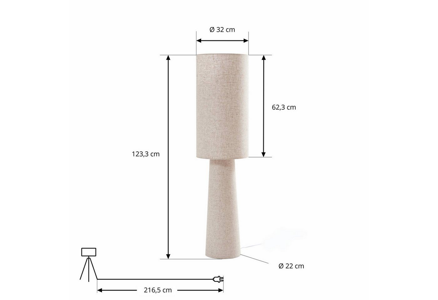 Lindby Stehlampe Elfie, Creme IP20, 2 x 15 W LED – Bild 5 von 5