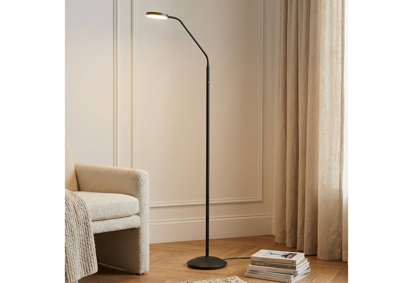 Lindby Stehlampe Elvyn, LED, Metall, Schwarz warmweiß IP20, LED 4 W gesamt, warmweiß – Bild 2 von 5