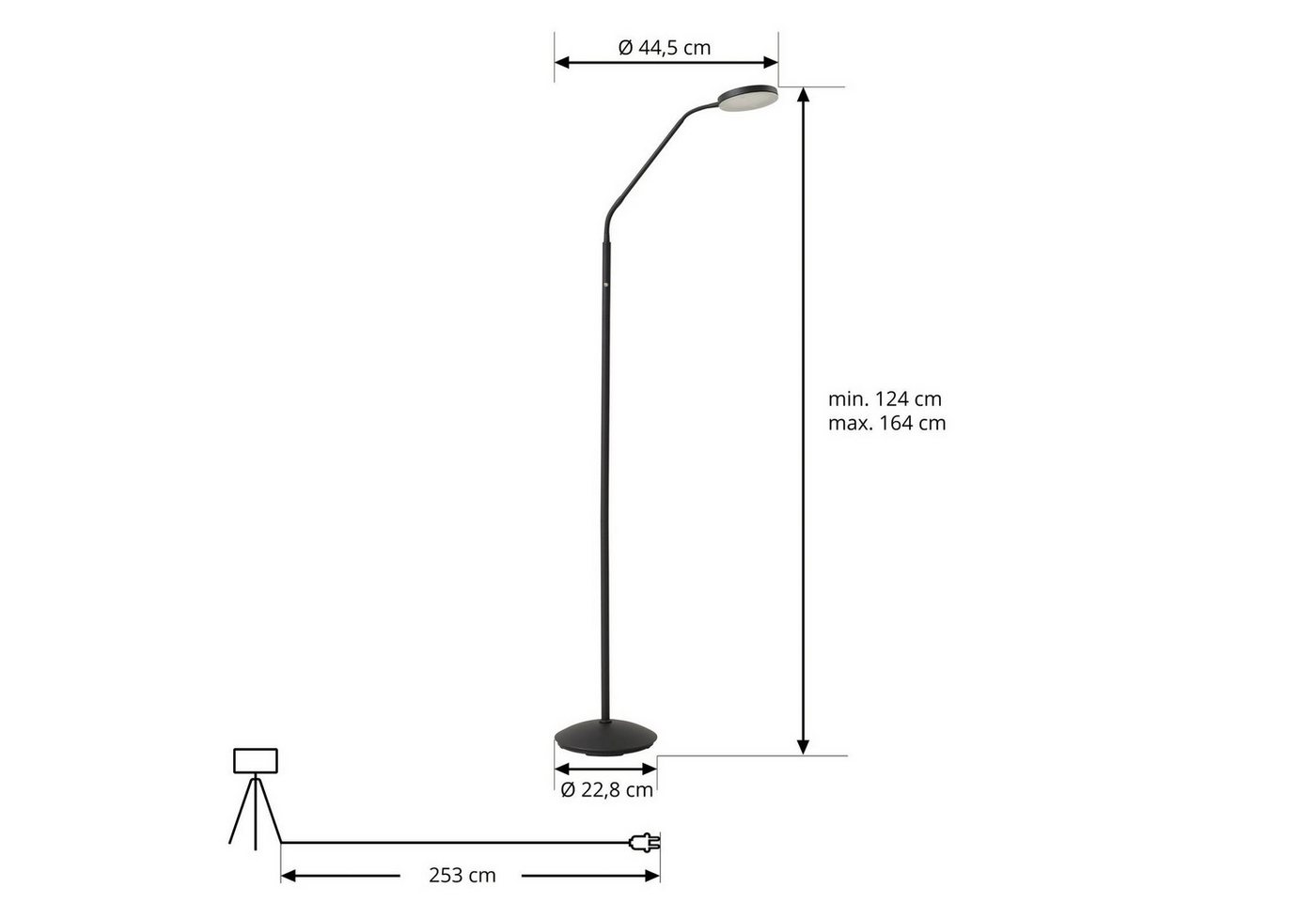 Lindby Stehlampe Elvyn, LED, Metall, Schwarz warmweiß IP20, LED 4 W gesamt, warmweiß – Bild 4 von 5