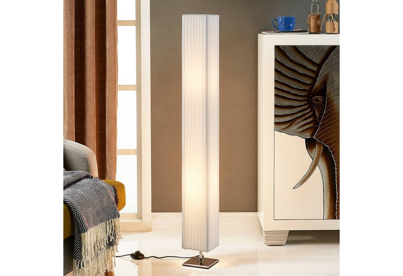 Lindby Stehlampe Janno, Weiß IP20, 2 x 60 W – Bild 2 von 5