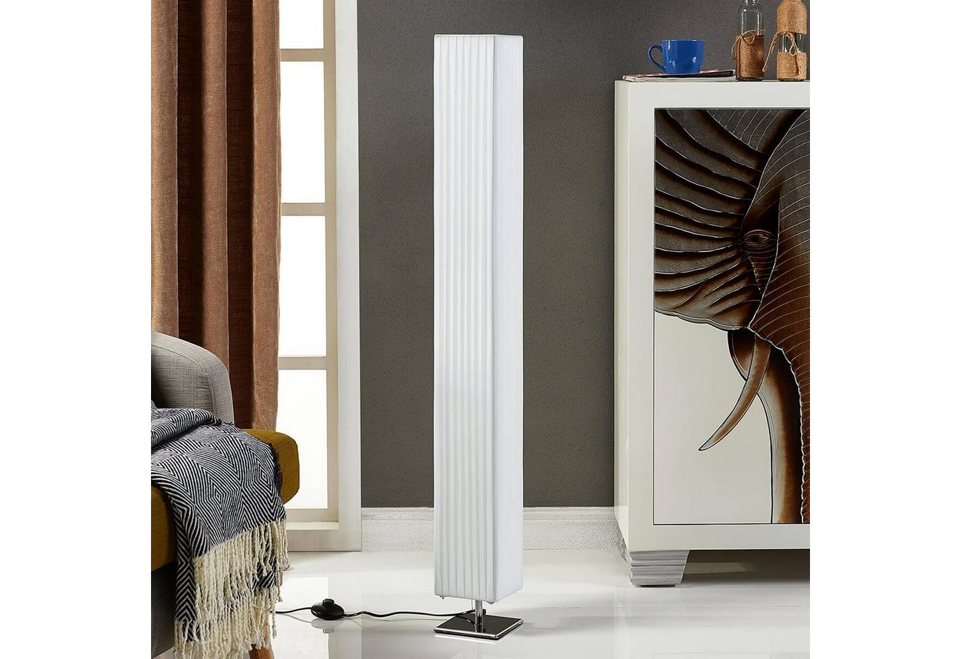 Lindby Stehlampe Janno, Weiß IP20, 2 x 60 W – Bild 3 von 5