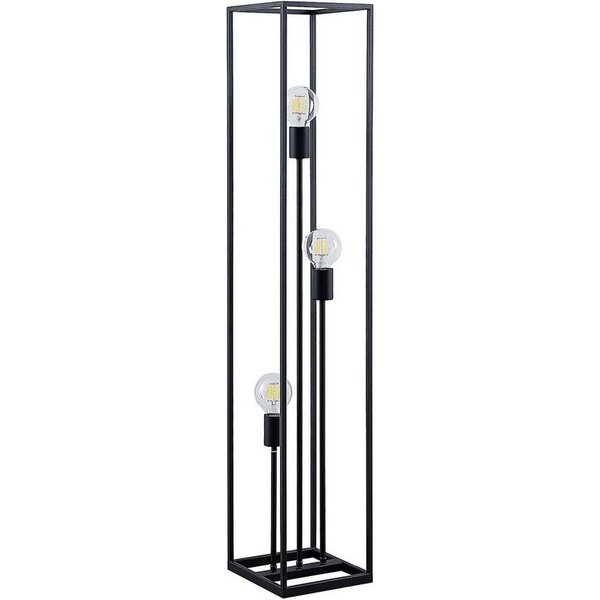 Lindby Stehlampe Krisha, Metall, Schwarz IP20, 3 x 60 W