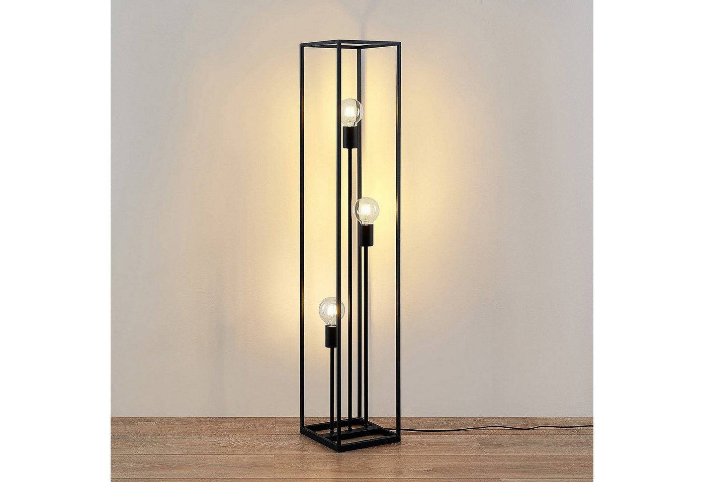 Lindby Stehlampe Krisha, Metall, Schwarz IP20, 3 x 60 W – Bild 4 von 5