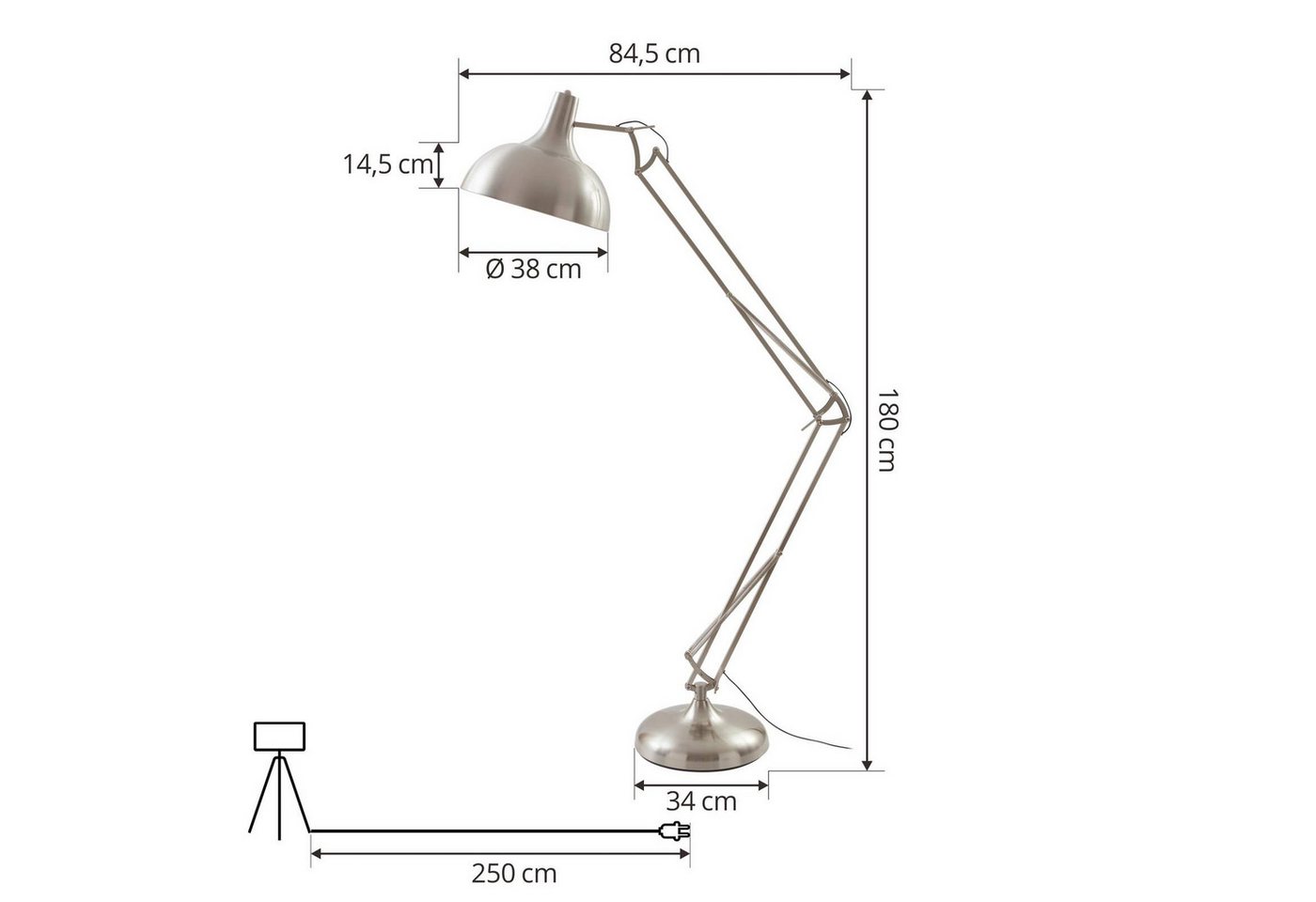Lindby Stehlampe Leia, Metall, Chrom IP20, 1 x 15 W LED – Bild 4 von 5