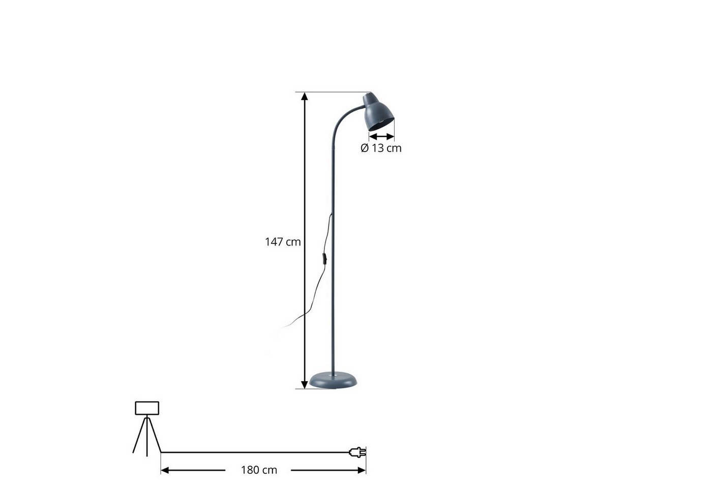 Lindby Stehlampe Tebbi, Metall, Alu IP20, 1 x 15 W LED – Bild 5 von 5