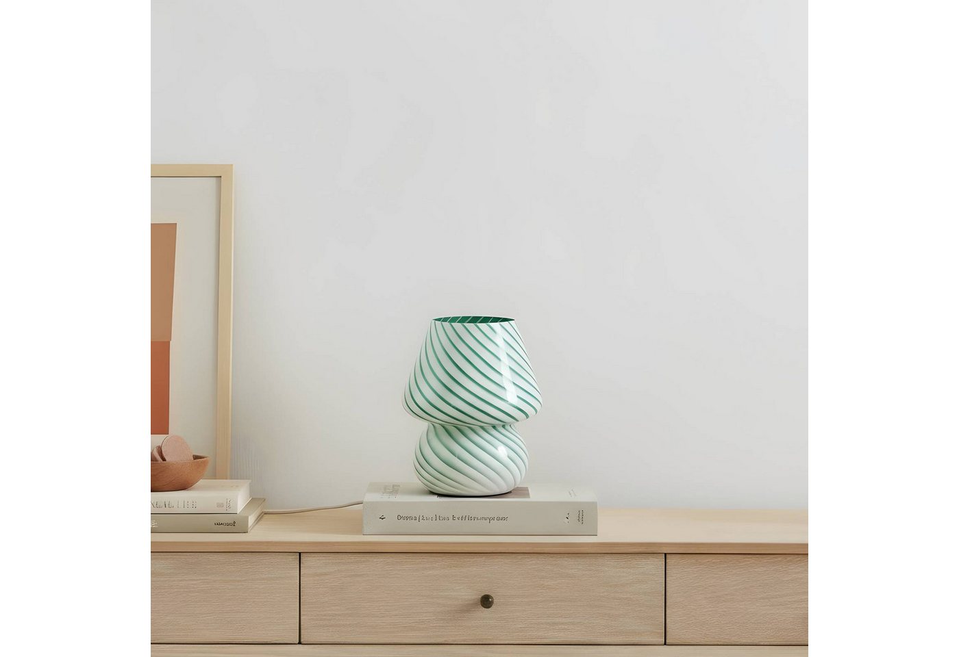 Lindby Tischleuchte Andriana, Glas Grün IP20, 1 x 10 W LED – Bild 3 von 5