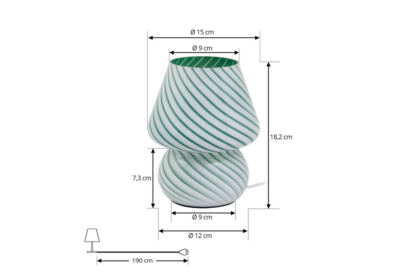 Lindby Tischleuchte Andriana, Glas Grün IP20, 1 x 10 W LED – Bild 4 von 5