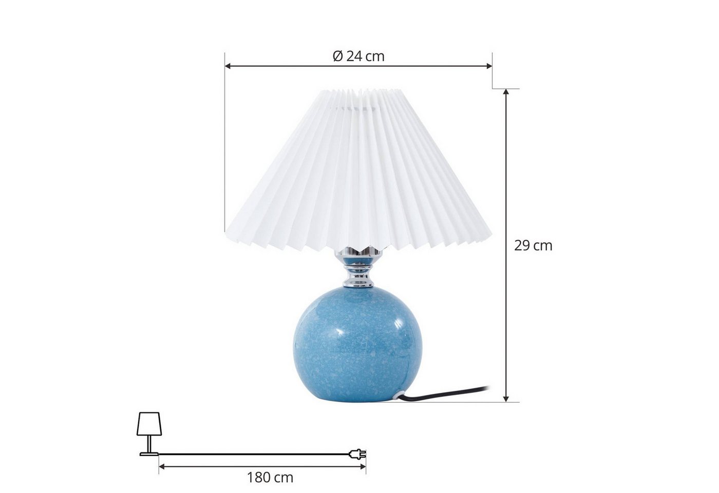 Lindby Tischleuchte Kerimi, Keramik Blau IP20, 1 x 15 W LED – Bild 4 von 5