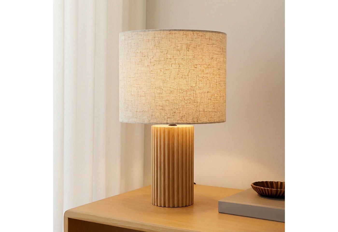 Lindby Tischleuchte Kimiko, Holz IP20, 1 x 15 W LED – Bild 2 von 5