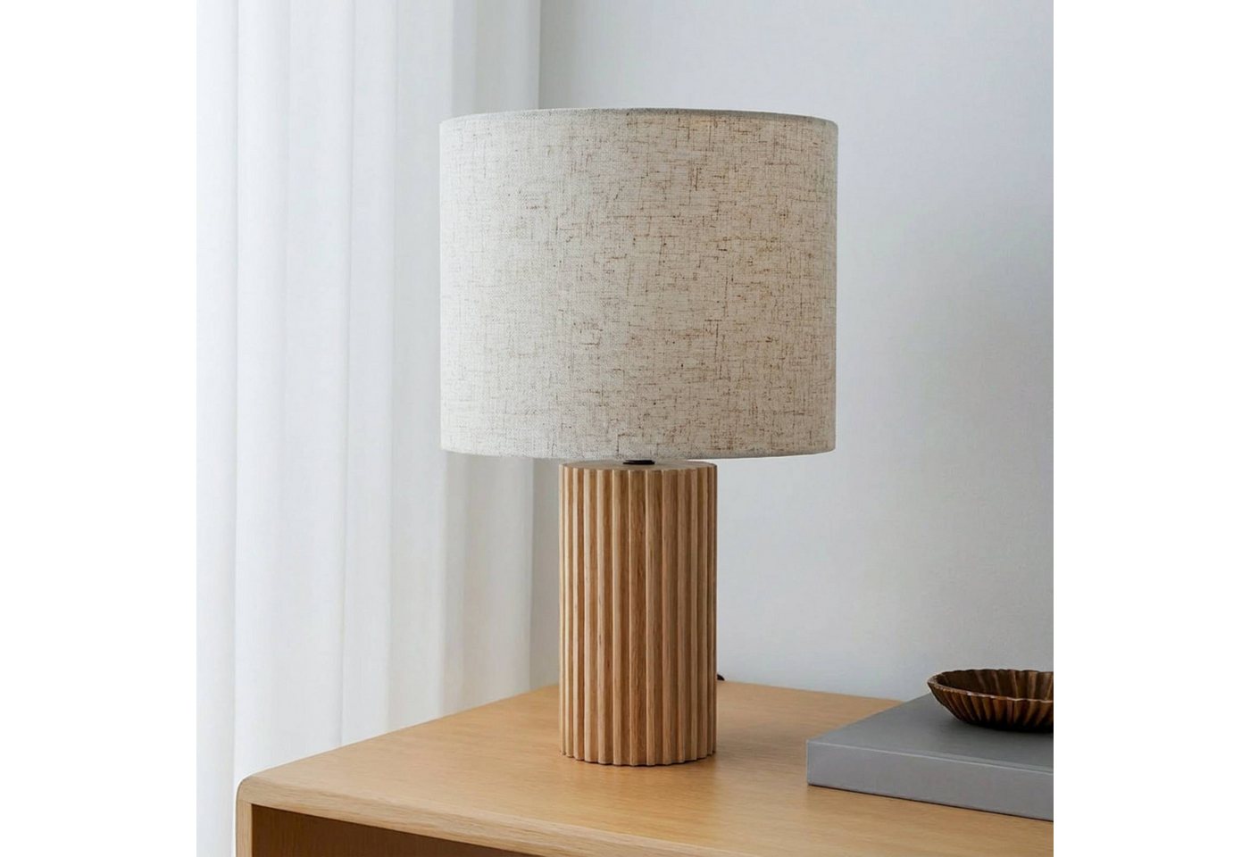Lindby Tischleuchte Kimiko, Holz IP20, 1 x 15 W LED – Bild 3 von 5