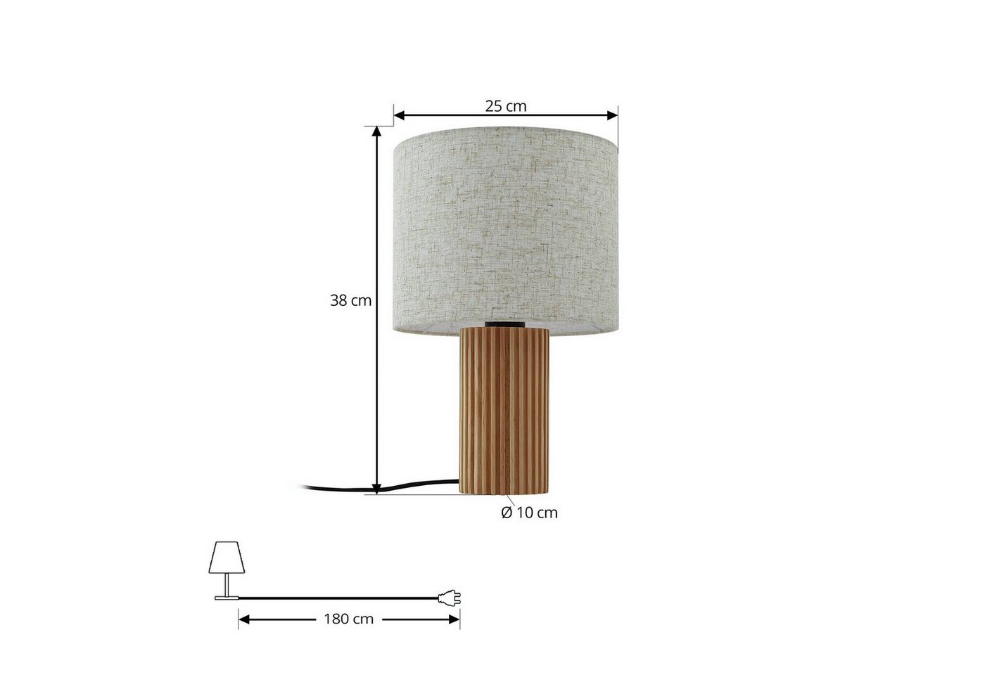 Lindby Tischleuchte Kimiko, Holz IP20, 1 x 15 W LED – Bild 4 von 5