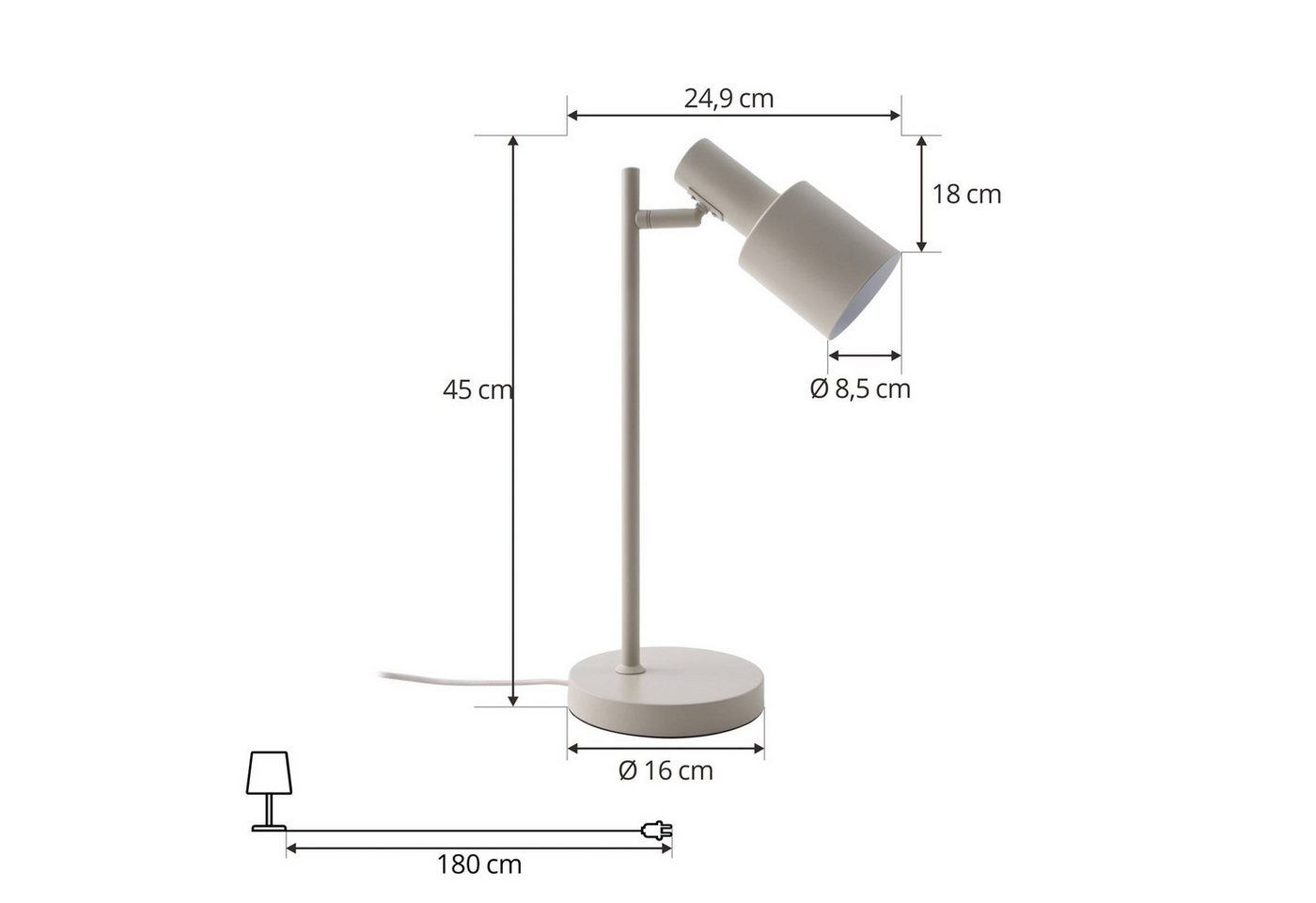 Lindby Tischleuchte Ovelia, Metall, Creme IP20, 1 x 15 W LED – Bild 5 von 5