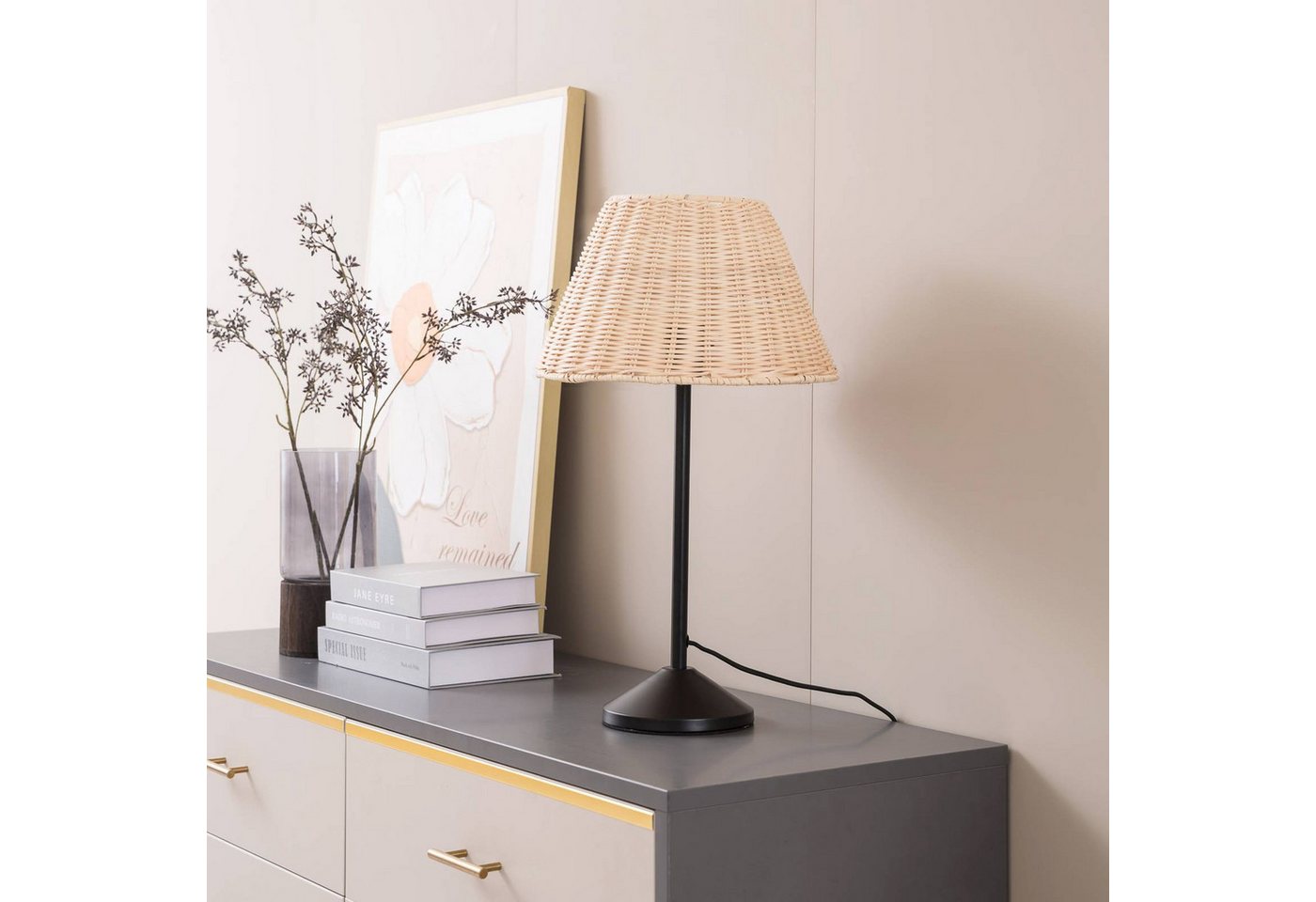 Lindby Tischleuchte Zyralia, Holz Schwarz IP20, 1 x 15 W LED – Bild 3 von 5